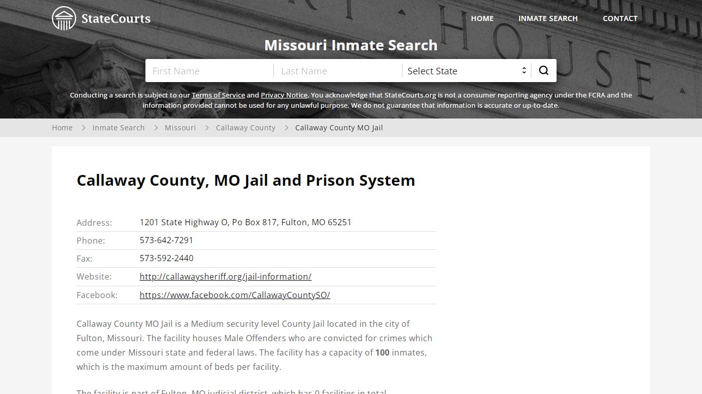 Callaway County, MO Jail and Prison System - State Courts